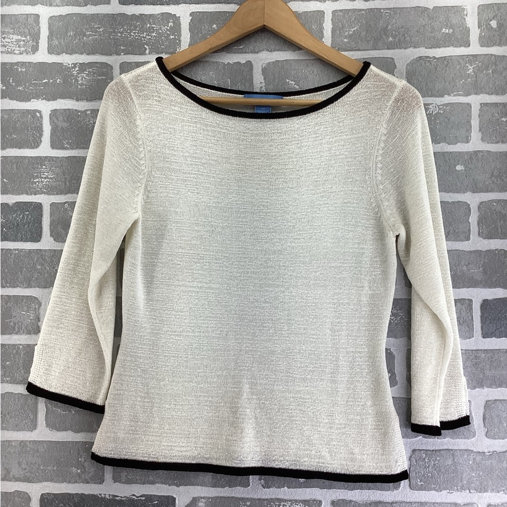 White + Warren white and black trim light sweater size medium